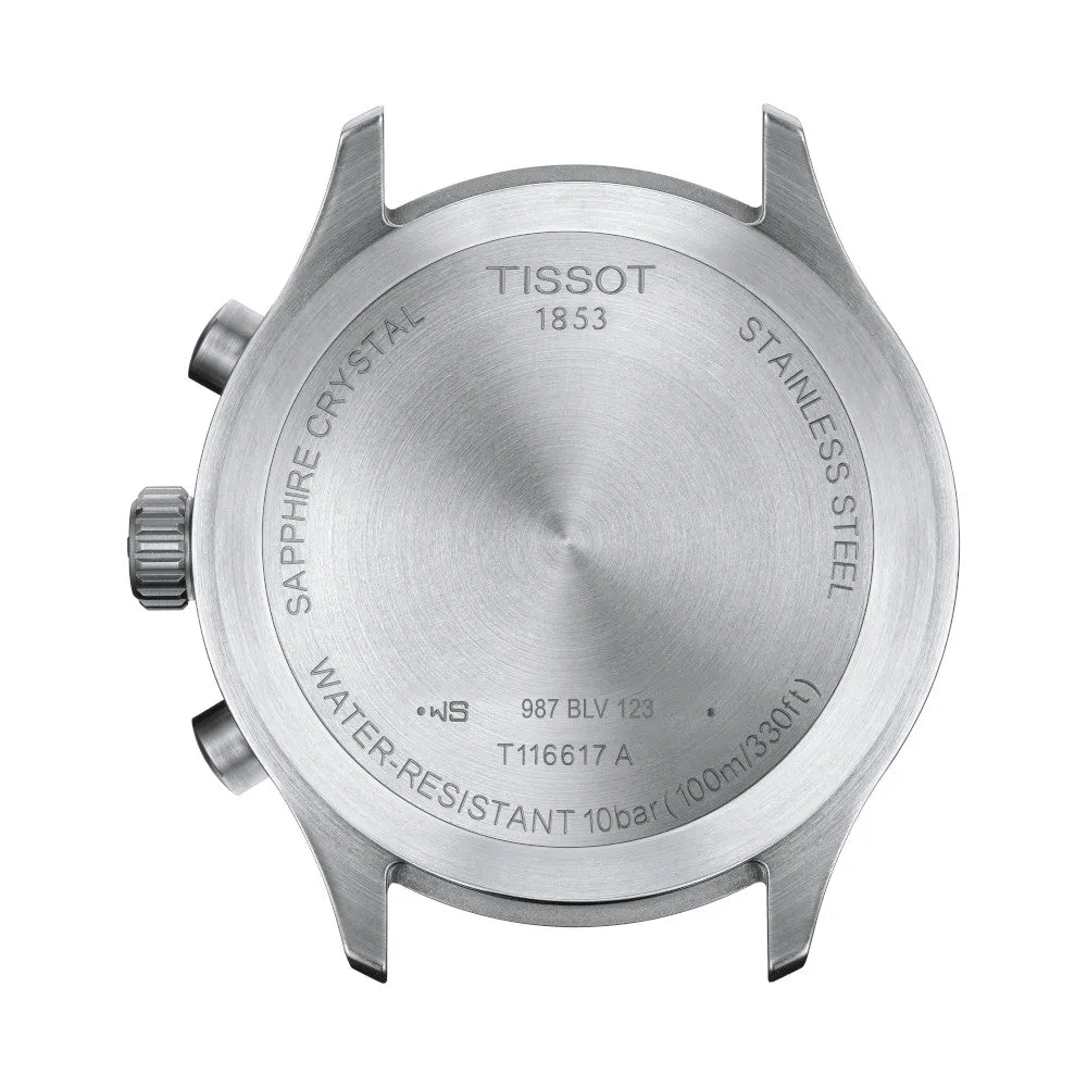 Tissot Chrono XL Vintage Mens Stainless Steel Blue Dial Brown Leather Strap Watch
