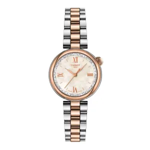 Tissot Desir Ladies Stainless Steel and Rose Gold Mother of Pearl Dial Watch
