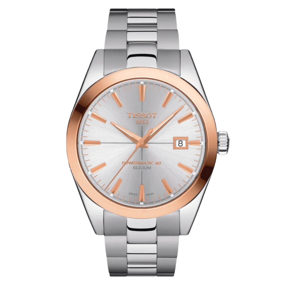 Tissot Gentleman Powermatic 80 Silicium Solid 18K Gold bezel Automatic Men's Watch T9274074103100