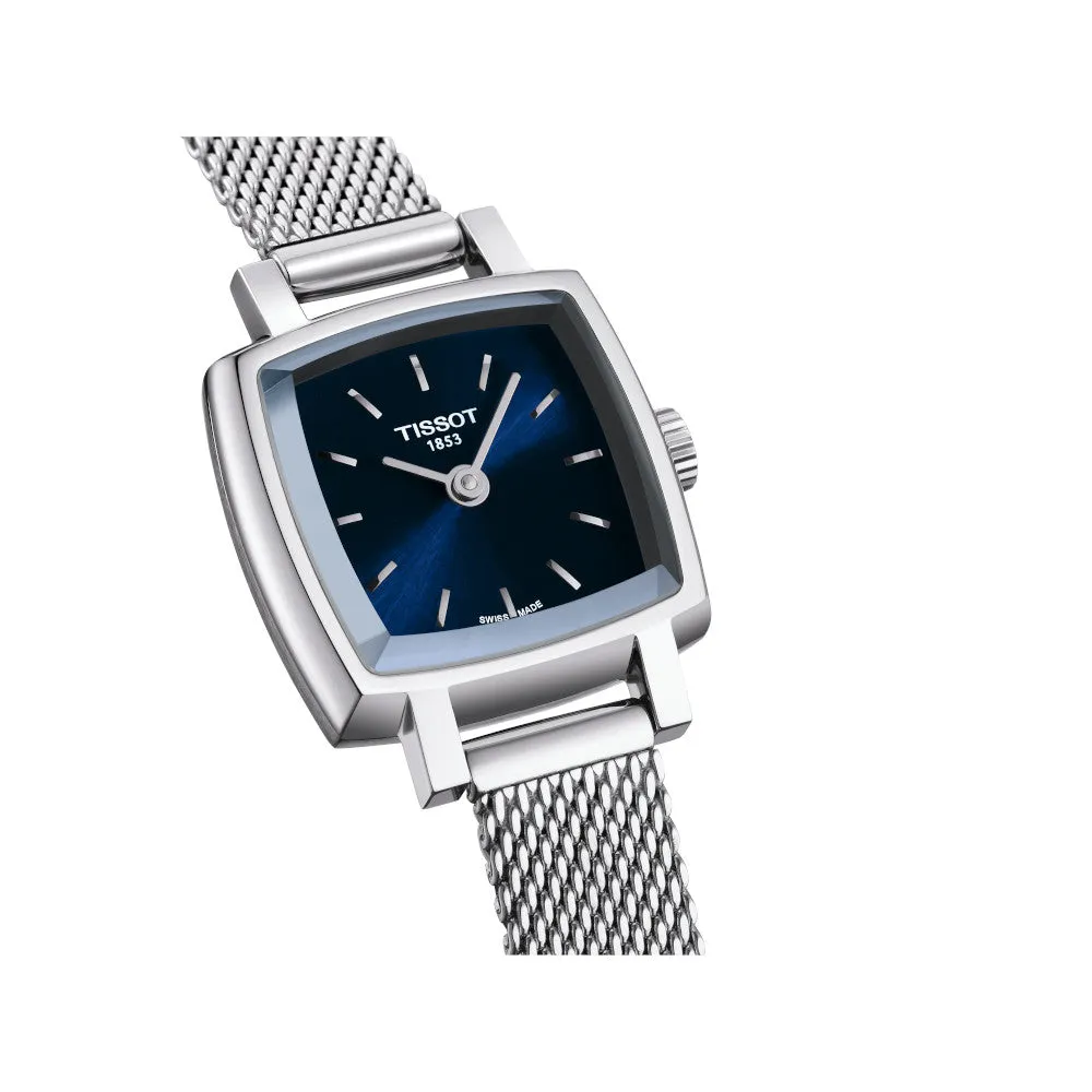 Tissot Lovely Ladies Square Stainless Steel Blue Dial Mesh Strap Watch