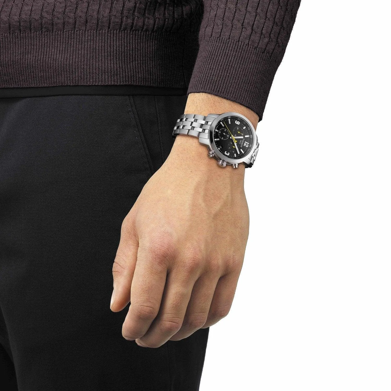 Tissot Prc 200 Chronograph Black Dial Stainless Steel Men's Watch T0554171105700