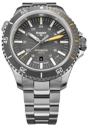 Traser P67 Fine Swiss Automatic Dive Watch, T100 Tritium, Gray Dial, Steel Bracelet- 110332
