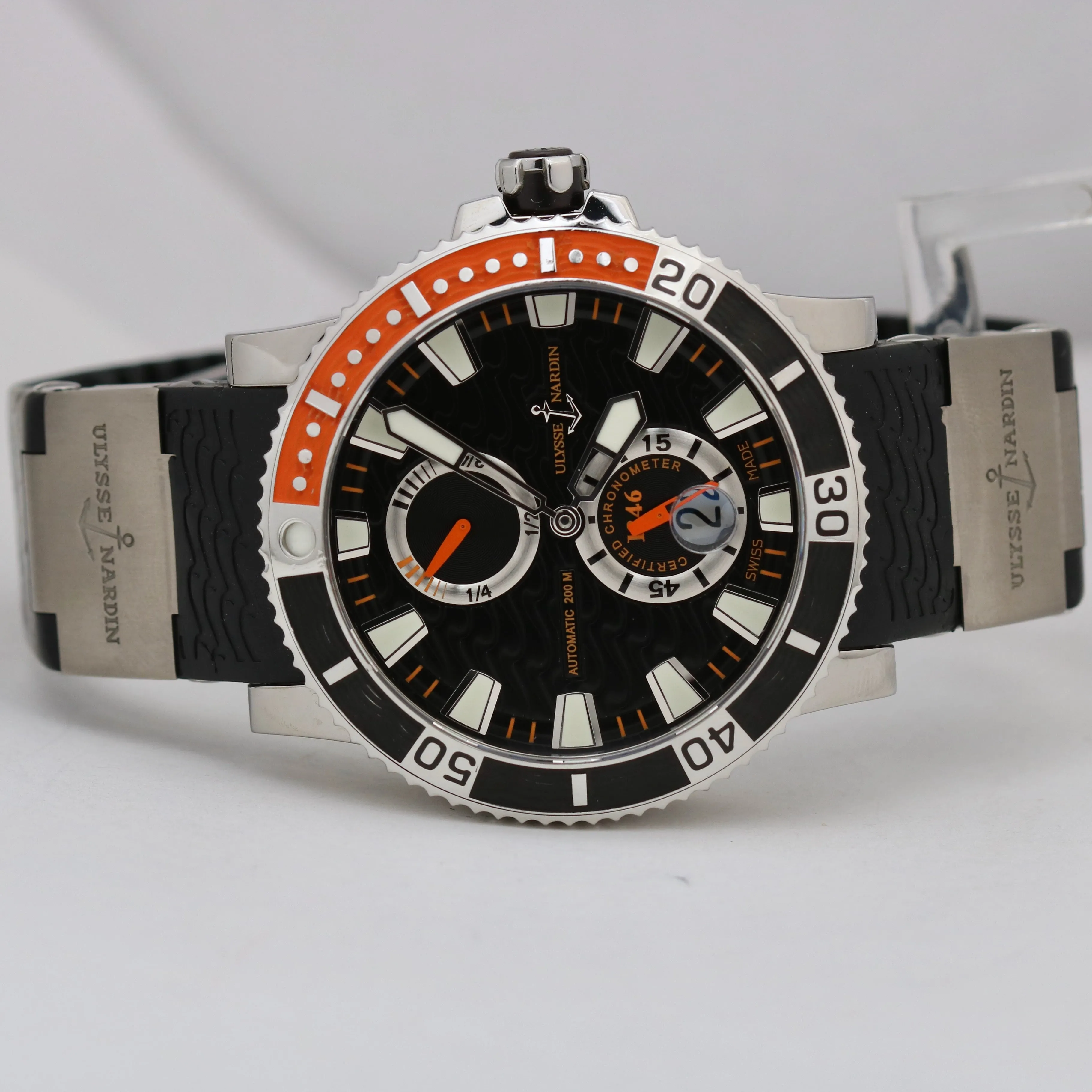 Ulysse Nardin Maxi Marine Diver 45mm TITANIUM Black Wave Orange 263-90 Watch