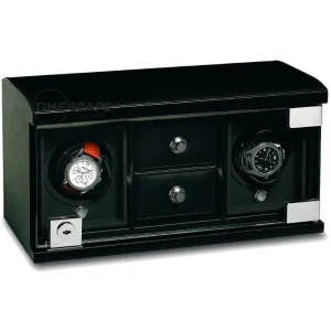 Underwood (London) - 2-Unit Classic Watch Winder w Drawers in Black Leather
