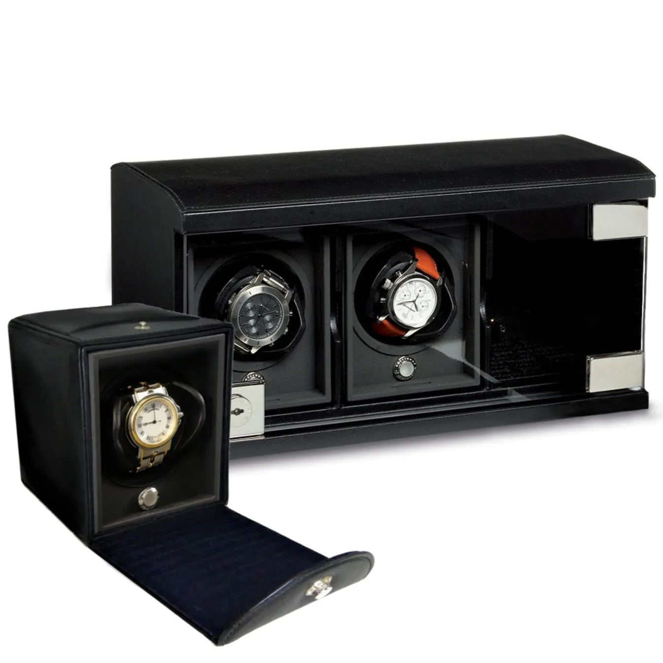 Underwood (London) - 3-Unit Classic Watch Winder in Black Leather