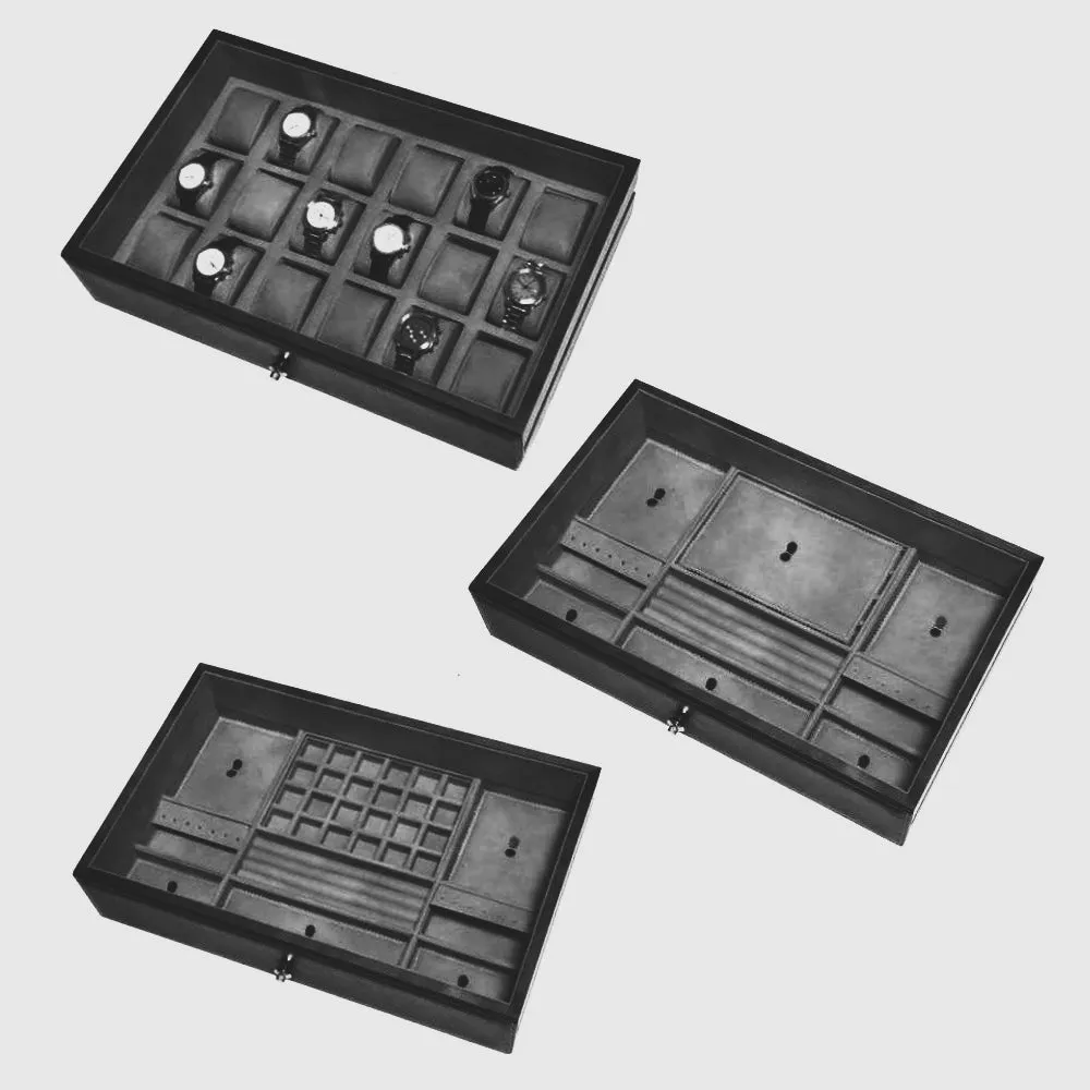 Underwood (London) - 4-Unit Classic Watch Winder w Trays in Black Leather