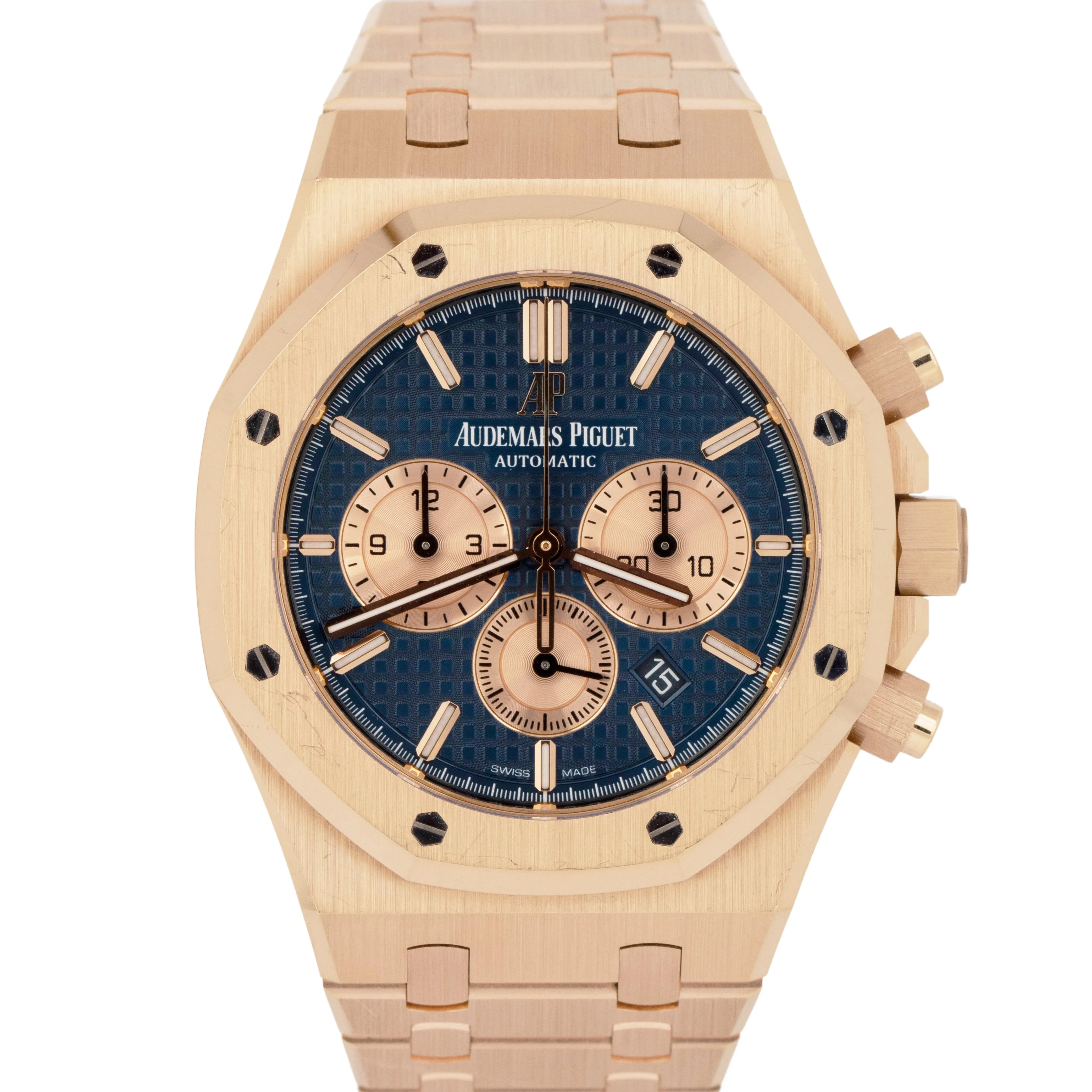 UNPOLISHED Audemars Piguet Royal Oak Chronograph Blue 41mm Rose Gold 263310R B P