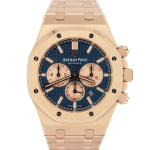 UNPOLISHED Audemars Piguet Royal Oak Chronograph Blue 41mm Rose Gold 263310R B P