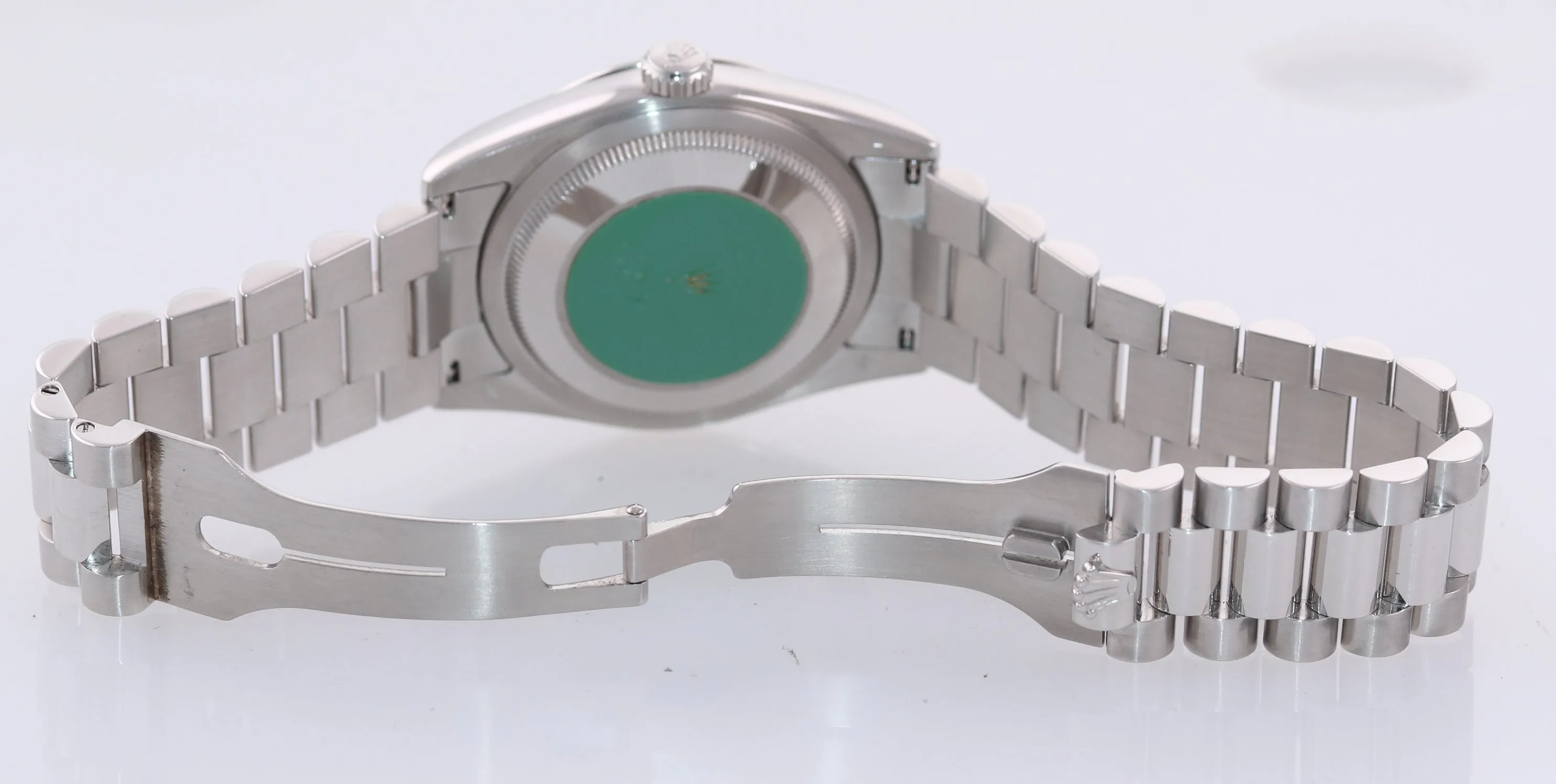 UNPOLISHED PAPERS Rolex Platinum President 118206 Blue Diamond Day Date Watch