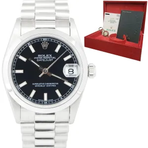 UNPOLISHED Rolex DateJust President 31mm Midsize 950 Platinum Watch 68246 B P