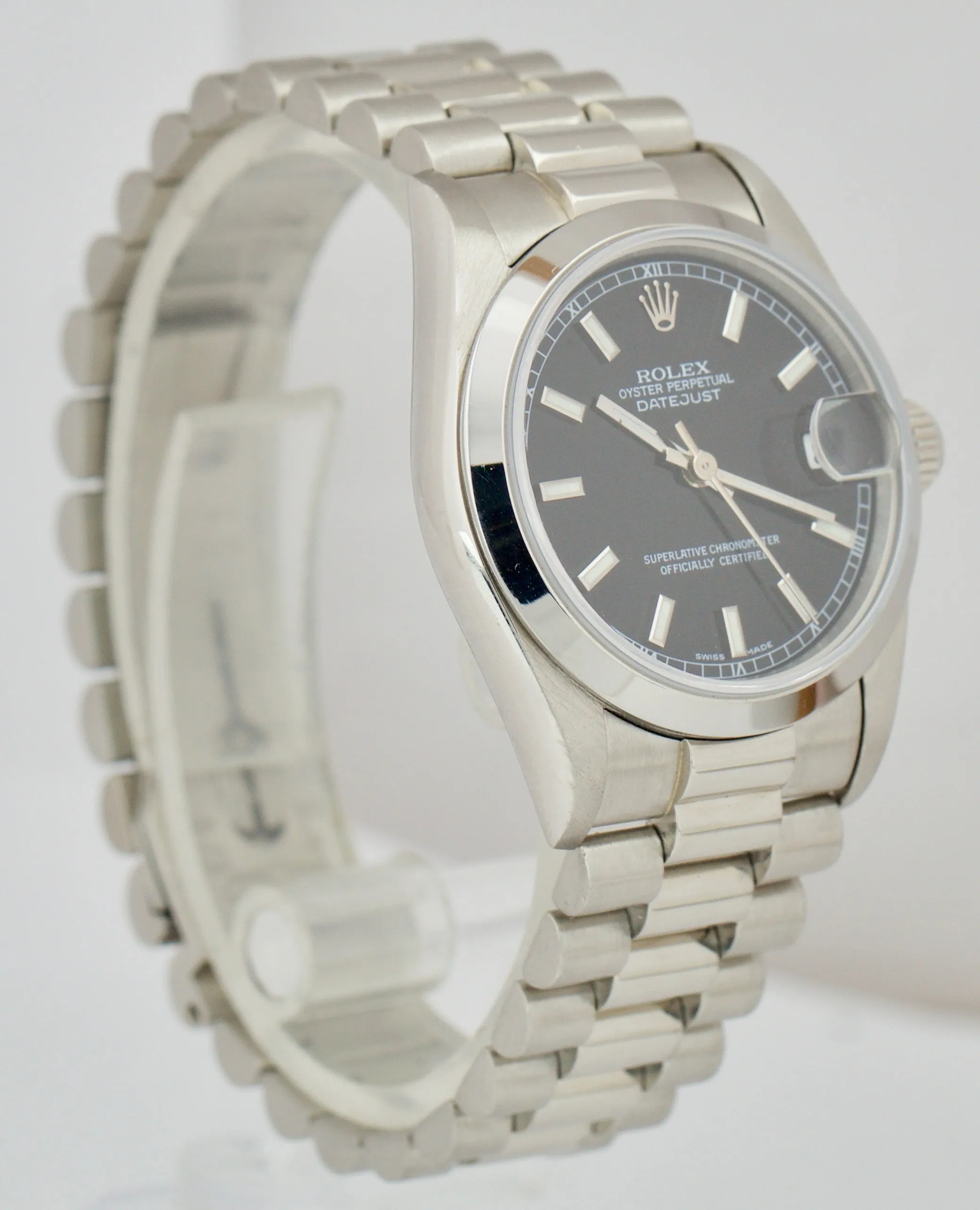UNPOLISHED Rolex DateJust President 31mm Midsize 950 Platinum Watch 68246 B P