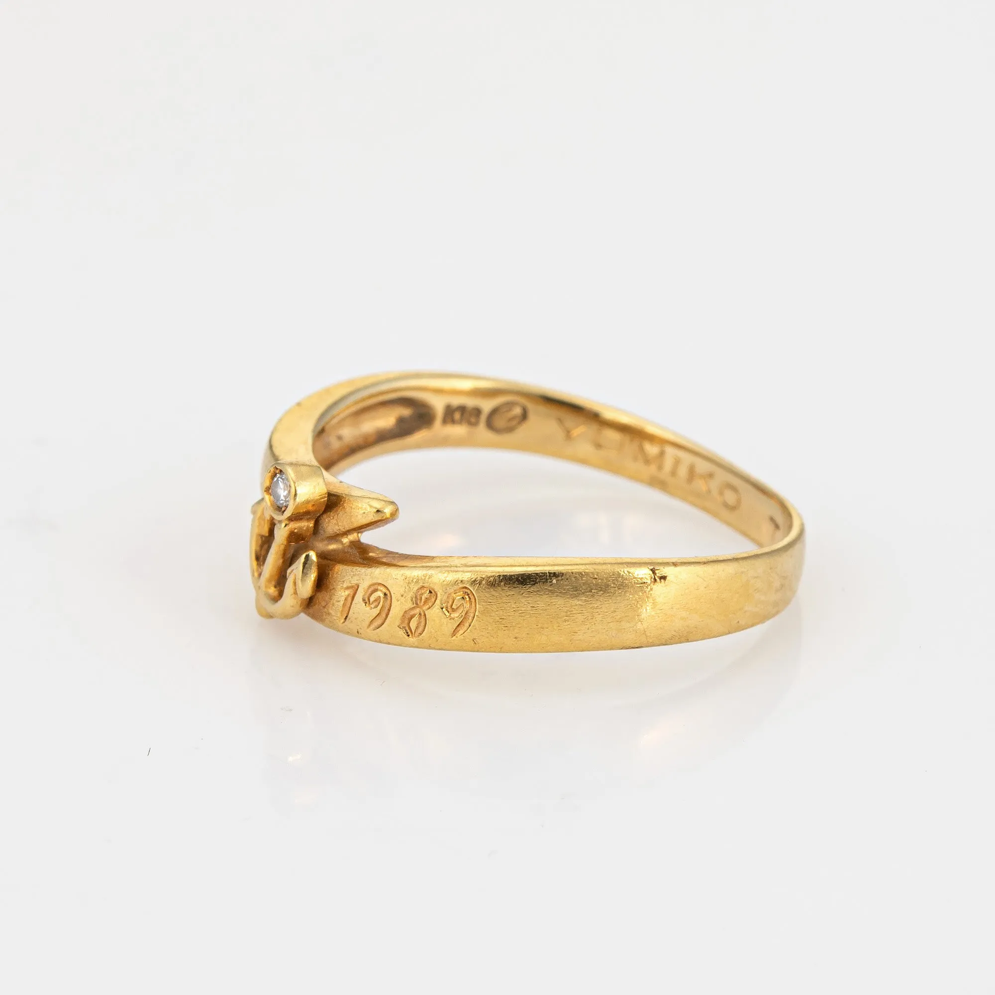 Vintage Diamond Anchor Ring c1989 Sz 7 Band Estate Fine Stacking Jewelry
