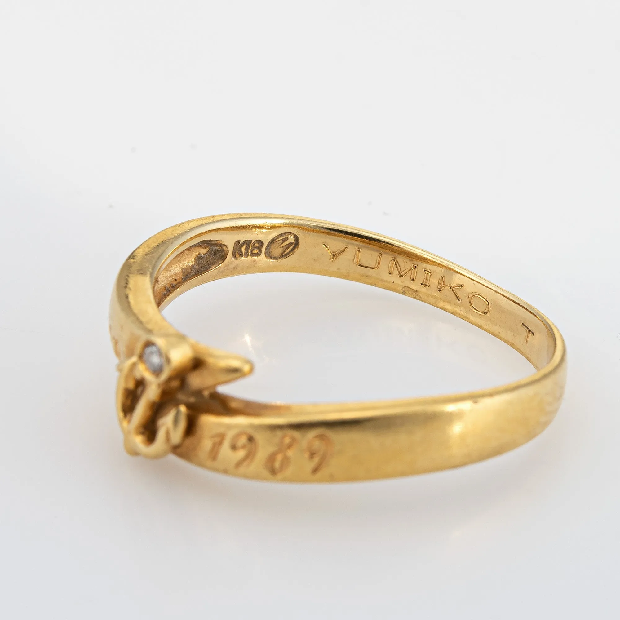 Vintage Diamond Anchor Ring c1989 Sz 7 Band Estate Fine Stacking Jewelry