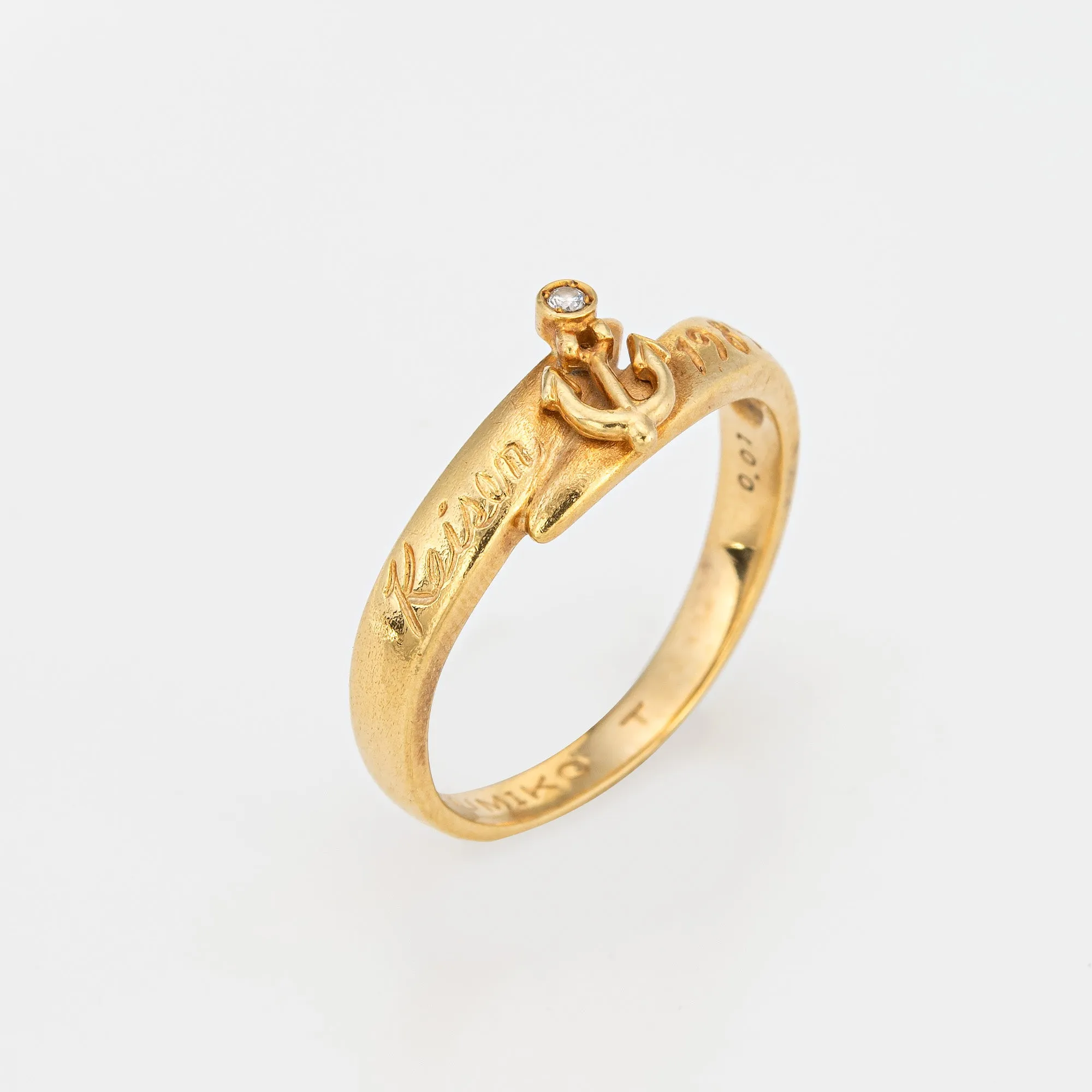 Vintage Diamond Anchor Ring c1989 Sz 7 Band Estate Fine Stacking Jewelry