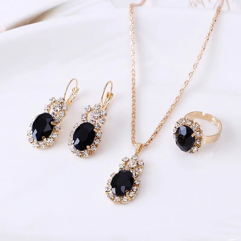 Vintage Green Diamond Jewelry Set Women Bridal Jewelry