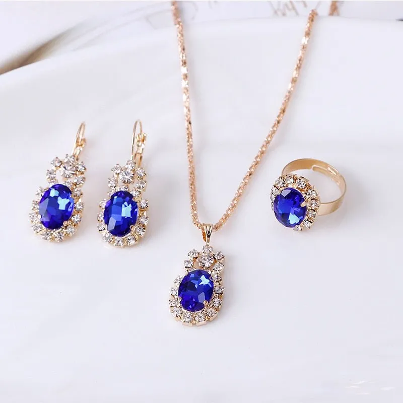 Vintage Green Diamond Jewelry Set Women Bridal Jewelry