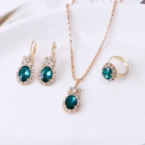 Vintage Green Diamond Jewelry Set Women Bridal Jewelry