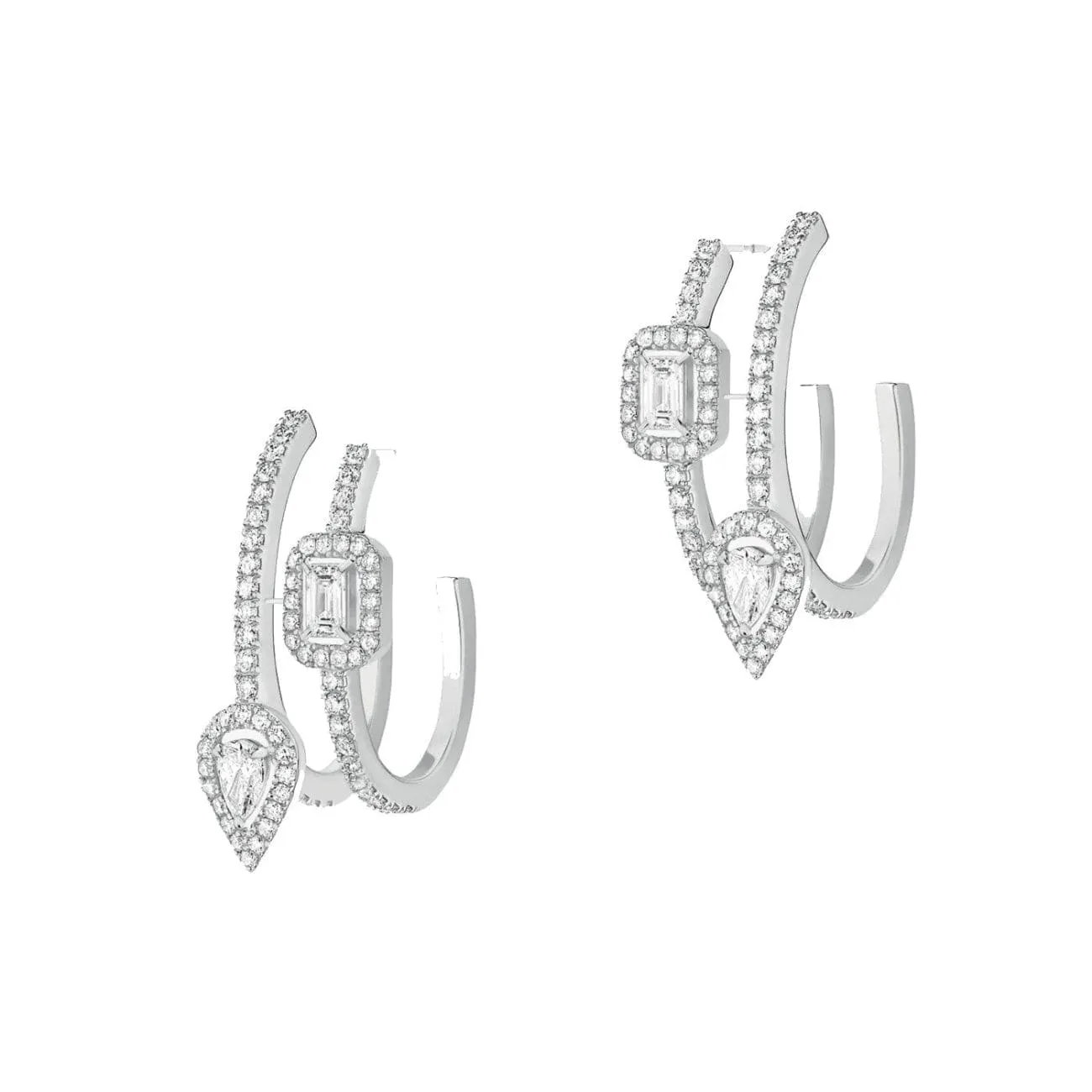 WHITE GOLD DIAMOND EARRINGS MY TWIN HOOPS 2 ROWS 2X0,10CT