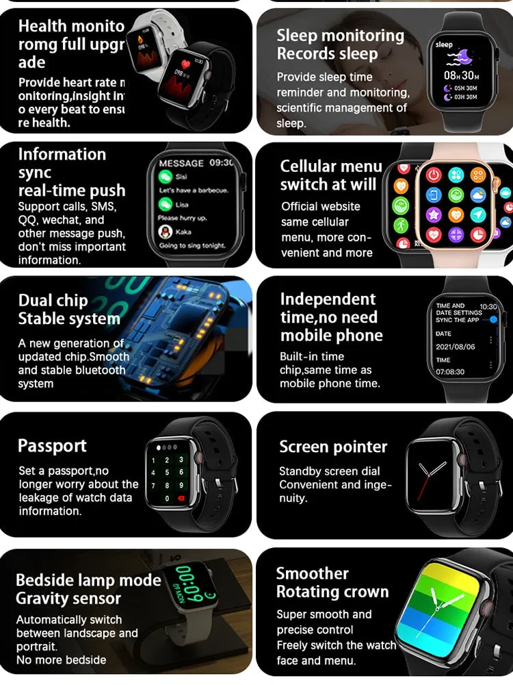 Xiaomi Series 8 New Smart Watch Bluetooth Call Men Sports Fintess SmartBand Custom Dial Smartwatch For For Apple Watch Men Women